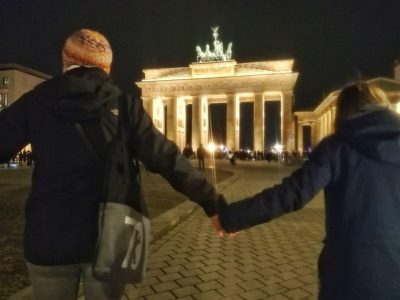 Human chain in front of Brandenburg Gate in Berlin